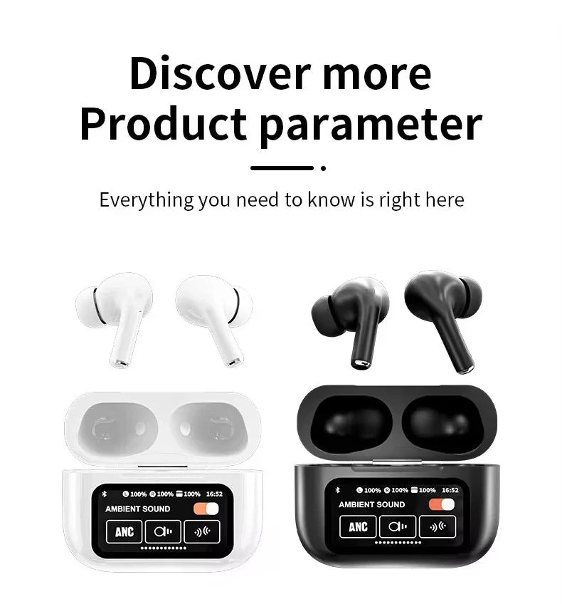 A9 Pro AirPods – Smart Display ANC Wireless Earbuds